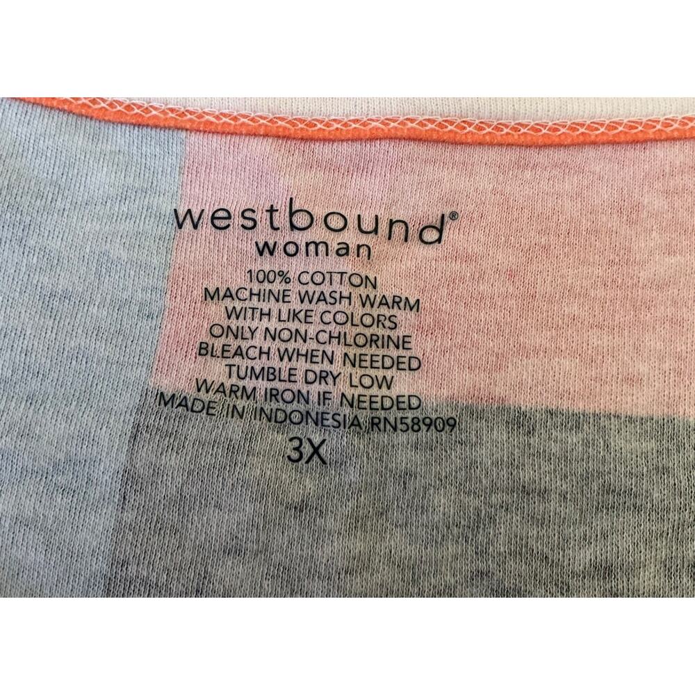 Westbound Woman Pullover Short Sleeve Blouse 3X Block Colors, Stripes - Picture 7 of 9